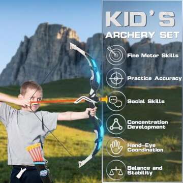 Bow and Arrow Set for Kids, 2-Pack LED Light Up Archery Set with 20 Suction Cup Arrows, Indoor and Outdoor Toy for Boys Girls Age 4-8 8-12 with Standing Target&2 Quivers, Birthday Gift 3-12 Years Old