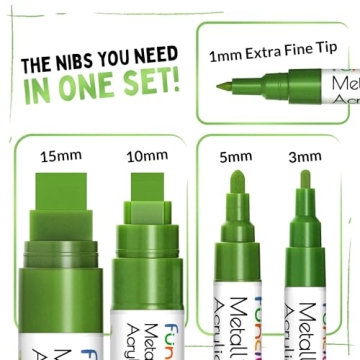 Metallic Green Acrylic Paint Pens Fine to Jumbo Tips