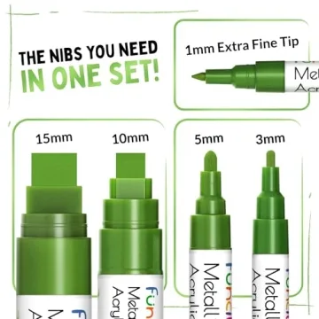 Metallic Green Acrylic Paint Pens Fine to Jumbo Tips