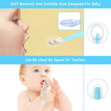 Vicloon Baby Silicone Spoons, 5 PCS Baby Training Feeding Spoons for First Stage 4 Months Toddlers Infants, Baby Utensils Feeding Supplies, Soft Tip BPA Free Gum-Friendly Dishwasher Boil-Proof