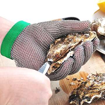 Dowellife Cut Resistant Chainmail Glove for Kitchen Safety
