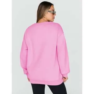 Trendy Queen Sweatshirts for Women Hoodies Oversized Crewneck Tops Sweaters Comfy Fall Winter Outfits Clothes 2025 Fashion Pink S