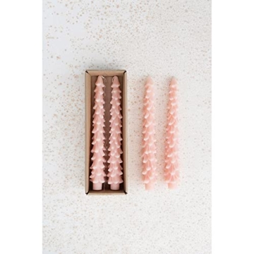 Creative Co-Op Unscented Tree Shaped Taper Candles, Pink, Boxed Set Of 2