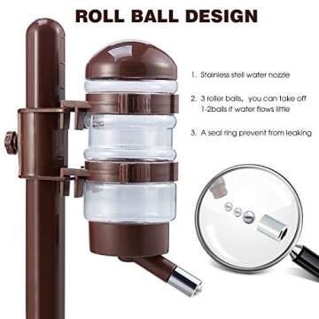 fatdaa Pet Standing Water Dispenser Bowl- Multifunctional Automatic,Feeder for Dog and Cat Height Adjustable 450ml Water Bottle,Automatic Standing Water Dispenser, Detachable Pole Self-Feeder