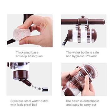 fatdaa Pet Standing Water Dispenser Bowl- Multifunctional Automatic,Feeder for Dog and Cat Height Adjustable 450ml Water Bottle,Automatic Standing Water Dispenser, Detachable Pole Self-Feeder