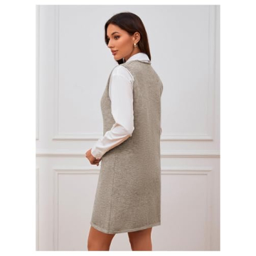 OYOANGLE Women’s Stylish Sleeveless Sweater Dress with Pockets
