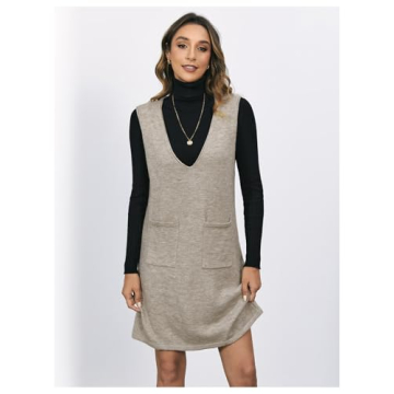 OYOANGLE Women’s Stylish Sleeveless Sweater Dress with Pockets