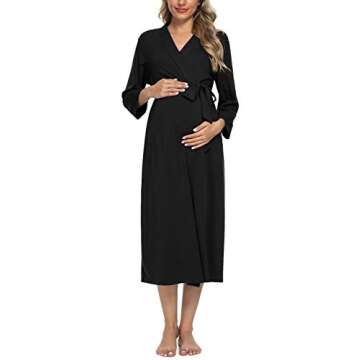 Xpenyo Women's Maternity Sleepwear Robes Long Bathrobe Pregnancy Loungewear Labor/Delivery/Nursing/H...