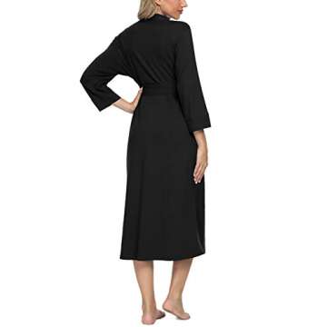 Xpenyo Women's Maternity Sleepwear Robes Long Bathrobe Pregnancy Loungewear Labor/Delivery/Nursing/Hospital Nightgown, Black M