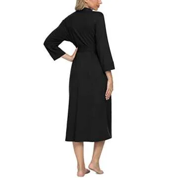Xpenyo Women's Maternity Sleepwear Robes Long Bathrobe Pregnancy Loungewear Labor/Delivery/Nursing/Hospital Nightgown, Black M