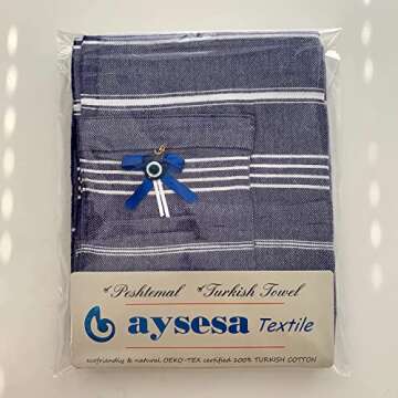 Aysesa-Sandproof Turkish Cotton Beach Towel Oversized w/Hidden-Pocket 75" Sand Free Blanket Extra Large Packable Travel Bath Towel Gift Men Women Made-in-Turkey