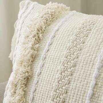 MIULEE Tribal Boho Woven Pillow Cover with Tassels