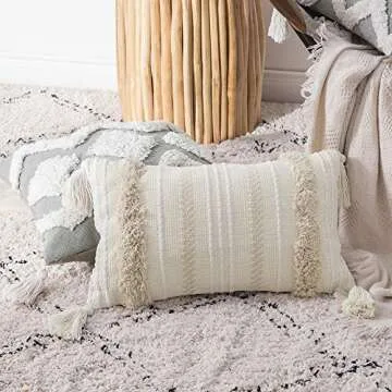 MIULEE Tribal Boho Woven Pillow Cover with Tassels