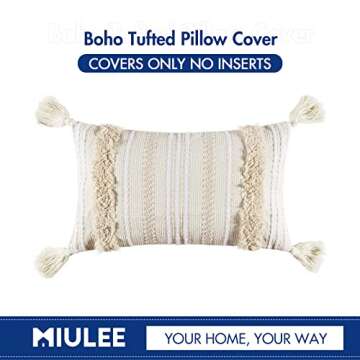 MIULEE Tribal Boho Woven Pillow Cover with Tassels
