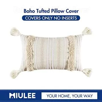 MIULEE Tribal Boho Woven Pillow Cover with Tassels