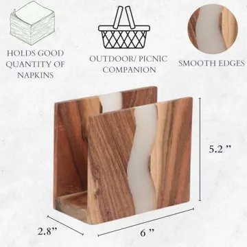 LAVAUK Acacia Wood Napkin Holder - Elegant Rustic Decor