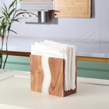 LAVAUK Acacia Wood Napkin Holder - Elegant Rustic Decor
