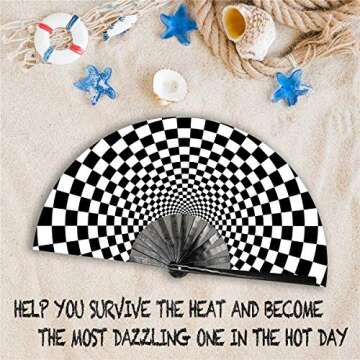 Zolee Large Rave Folding Hand Fan - Perfect for Parties