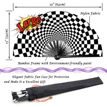 Zolee Large Rave Folding Hand Fan - Perfect for Parties