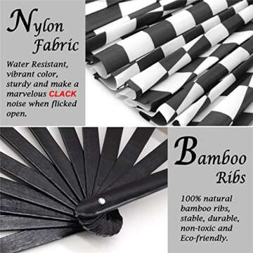 Zolee Large Rave Folding Hand Fan - Perfect for Parties