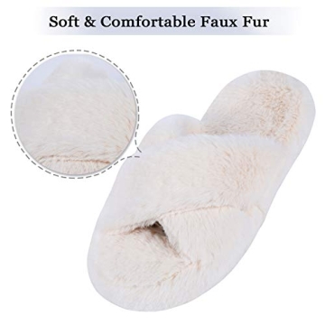 DL Fluffy Women's Crossband Plush Slippers for Comfort and Style