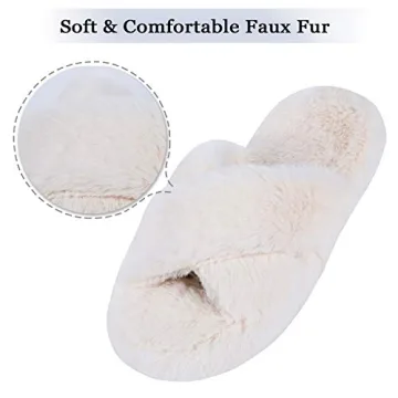 DL Fluffy Women's Crossband Plush Slippers for Comfort and Style