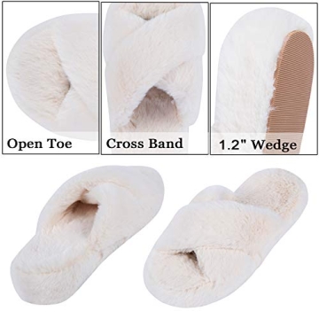 DL Fluffy Women's Crossband Plush Slippers for Comfort and Style