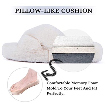 DL Fluffy Women's Crossband Plush Slippers for Comfort and Style