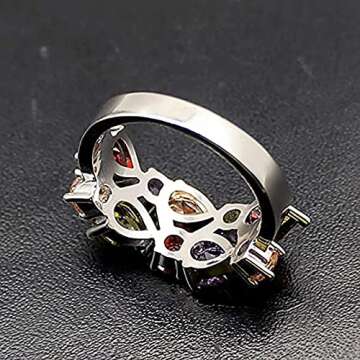QIXINWANG Multi Gemstone Ring for Women in Sizes 6-10