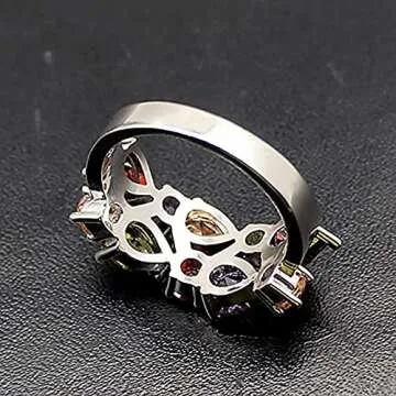 QIXINWANG Multi Gemstone Ring for Women in Sizes 6-10