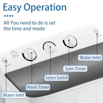 Portable Twin Tub Washing Machine with Free Rack & Hangers