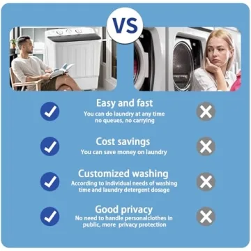 Portable Twin Tub Washing Machine with Free Rack & Hangers