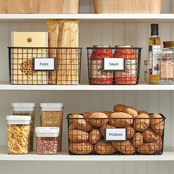mDesign Steel Storage Baskets with Label Slot for Organizing