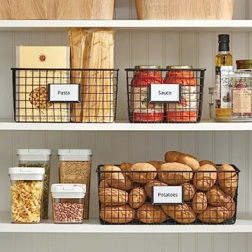 mDesign Steel Storage Baskets with Label Slot for Organizing