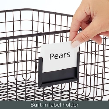 mDesign Steel Storage Baskets with Label Slot for Organizing