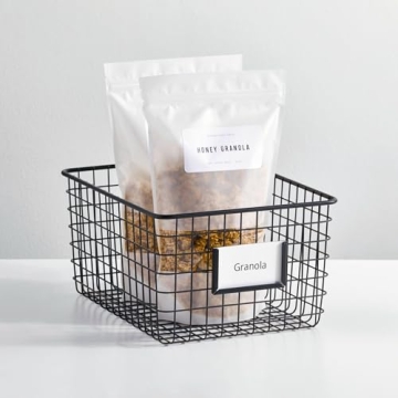 mDesign Steel Storage Baskets with Label Slot for Organizing