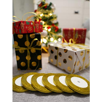 6 Rolls Glitter Ribbons for Perfect Gift Wrapping