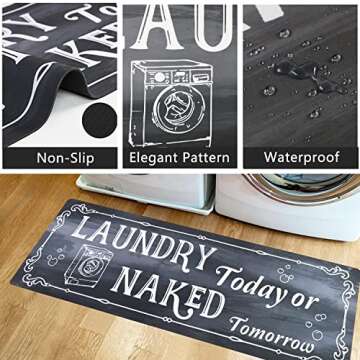 Falflor 20x59 Farmhouse Laundry Rug Non-Slip Waterproof Mat