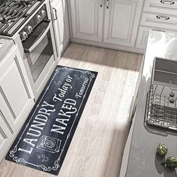 Falflor 20x59 Farmhouse Laundry Rug Non-Slip Waterproof Mat