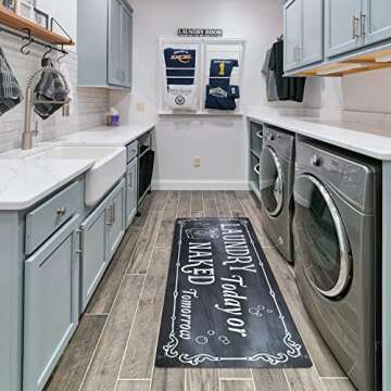 Falflor 20x59 Farmhouse Laundry Rug Non-Slip Waterproof Mat
