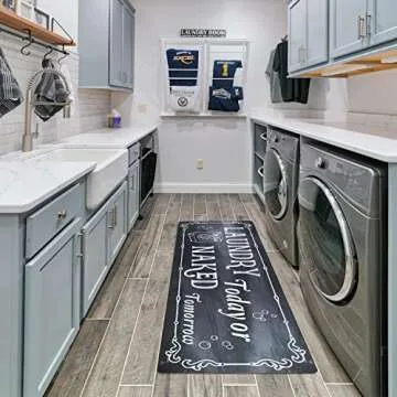 Falflor 20x59 Farmhouse Laundry Rug Non-Slip Waterproof Mat