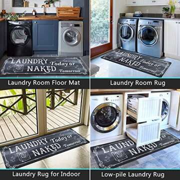Falflor 20x59 Farmhouse Laundry Rug Non-Slip Waterproof Mat