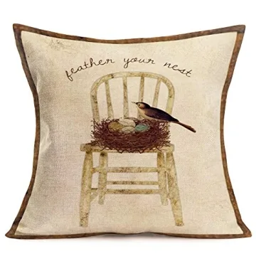 Xihomeli Vintage Garden Cotton Linen Pillow Cases Set