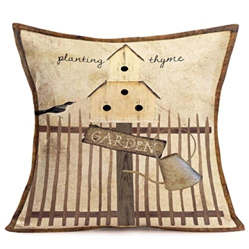 Xihomeli Vintage Garden Cotton Linen Pillow Cases Set