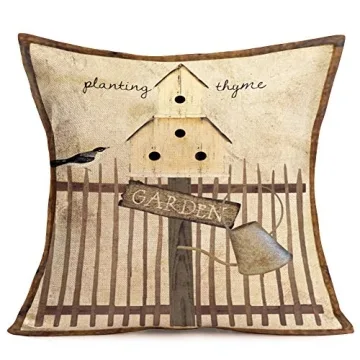 Xihomeli Vintage Garden Cotton Linen Pillow Cases Set