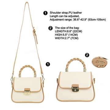 VODIU Women's Handbag Tote With Top-handle Zipper Closure for Women Shoulder Crossbody Bags Mini Flap Square