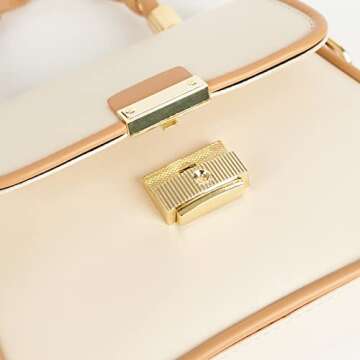 VODIU Women's Handbag Tote With Top-handle Zipper Closure for Women Shoulder Crossbody Bags Mini Flap Square