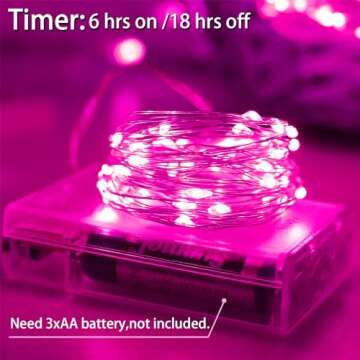 YAOZHOU Valentines Day Pink Decorations Fairy String Lights, Battery Operated with Timer, 2 Pack 33F...