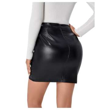 Milumia Women PU Leather Bodycon Short Skirt Asymmetrical Tulip Hem Ruched Wrap Skirt Black Small
