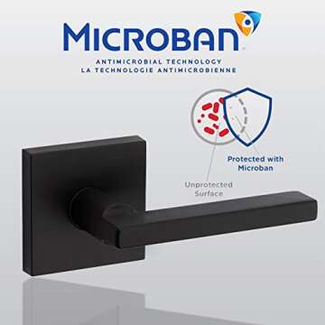 Kwikset Vancouver Front Door Lock Handle and Deadbolt Set, Entry Handleset Exterior with Interior Reversible Lever, Matte Black, Pick Resistant SmartKey Rekey Deadbolt Security